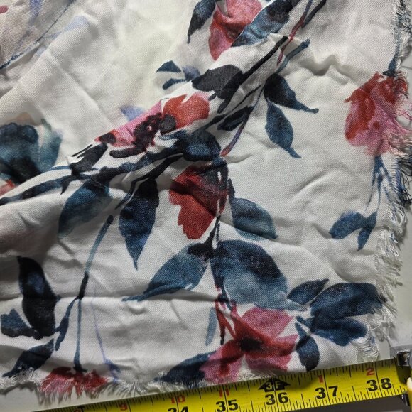 Scarf Floral Lightweight Frayed Edges roses cottagecore womens wrap fairy - Picture 4 of 4